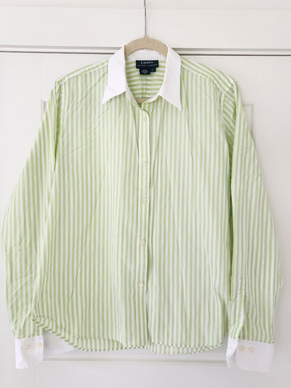 Ralph Lauren Women's Key Lime Striped Winchester Button-down Size Large